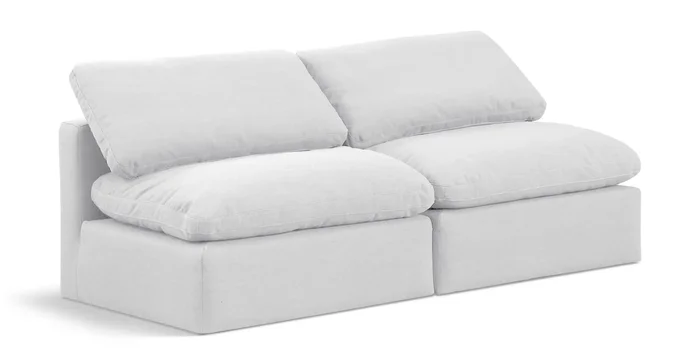Indulge – Linen 2 Seat Modular Armless Sofa – White