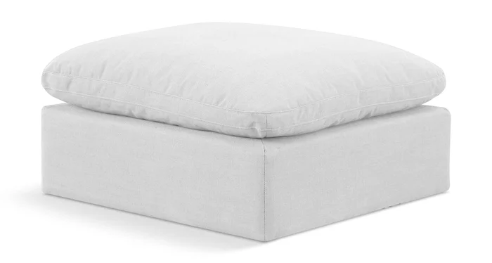 Indulge – Linen Ottoman – White