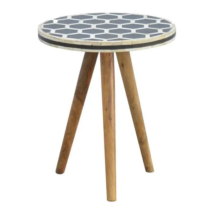 Inlay – Bone Tripod Stool – Beige / White