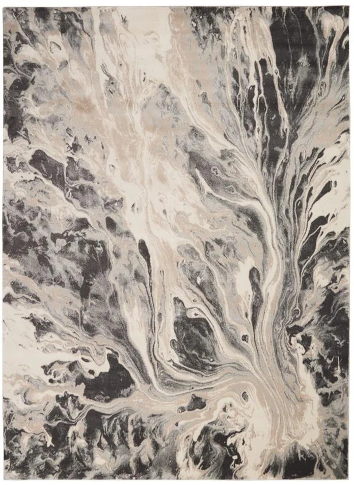 Inspire Me! Home Decor – Elegance FAR01 10 x 14 Grey and White Oversized Rug – FAR01-99446818362