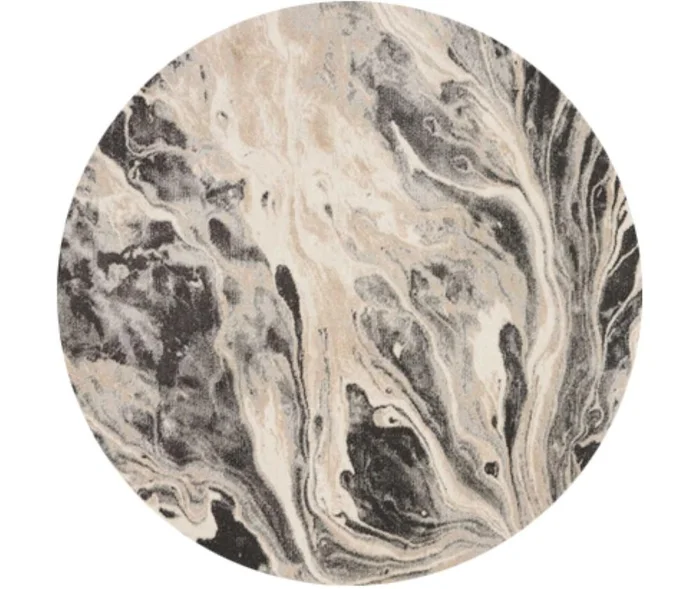 Inspire Me! Home Decor – Elegance FAR01 710in XRND Grey and White Contemporary Area Rug – FAR01-99446818331