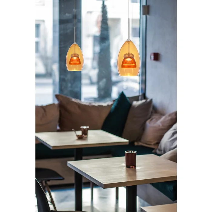 Integrated Dimmable Led Double Glass Mini Pendant Light. 6W, 450 Lumen, 3000K, Amber/Yellow By Cal Lighting – Amber/Yellow