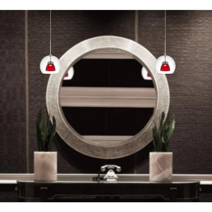 Integrated Dimmable Led Double Glass Mini Pendant Light. 6W, 450 Lumen, 3000K In Frosted Red By Cal Lighting – Frosted Red