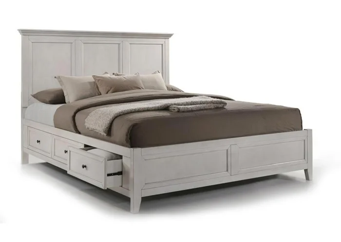 Intercon Furniture – San Mateo Completed King Storage Bed in Rustic White Finish