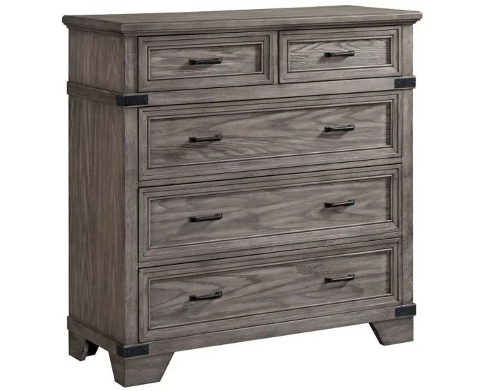 Intercon Furniture Forge Chest 5 Drawer Media in Brushed Steel