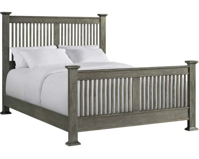 Intercon Furniture Oak Park King Slat Bed in Brushed Pewter