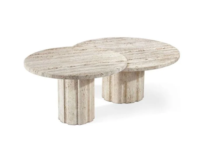 Interlude Home Amerigo Cocktail Table Set in Travertine