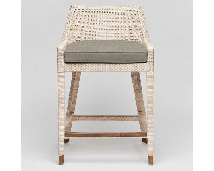 Interlude Home Boca Counter Stool in White Wash/ Sisal