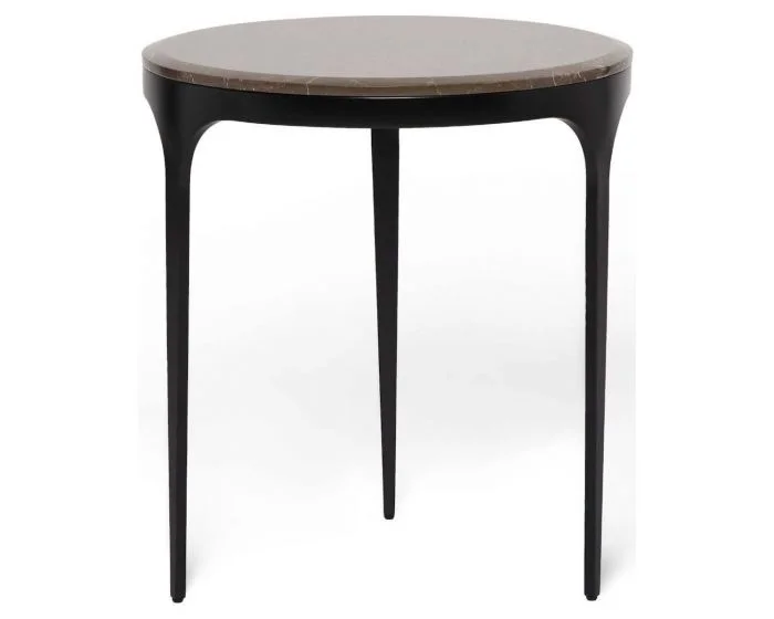 Interlude Home Camilla Side Table in Matte Black/Terra Brown