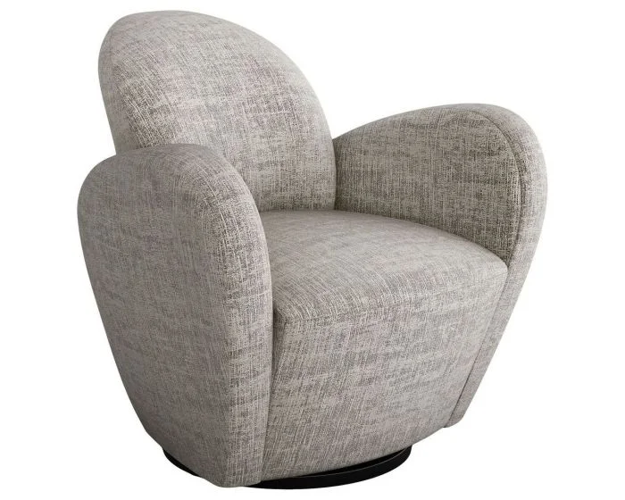 Interlude Home Miami Swivel Chair in Feather