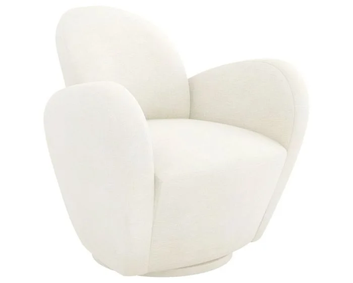 Interlude Home Miami Swivel Chair in Pure
