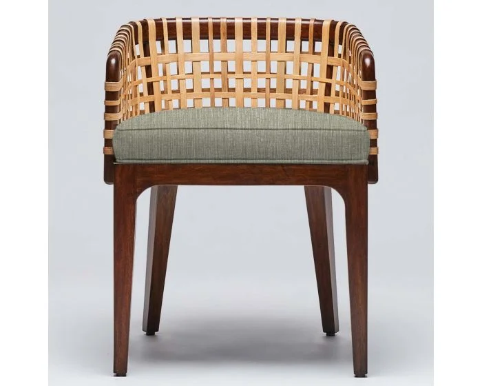 Interlude Home Palms Arm Chair in Chestnut/ Fern