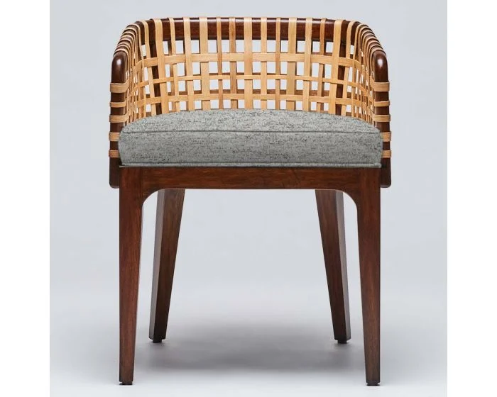 Interlude Home Palms Arm Chair in Chestnut/ Jade