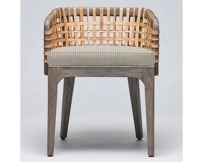 Interlude Home Palms Arm Chair in Grey Ceruse/ Natural Cream