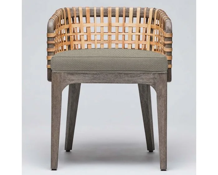 Interlude Home Palms Arm Chair in Grey Ceruse/ Sisal