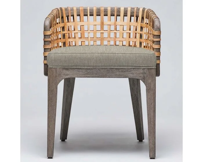 Interlude Home Palms Arm Chair in Grey Ceruse/ Straw