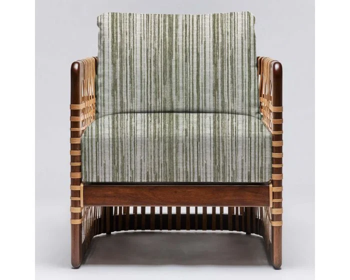 Interlude Home Palms Lounge Chair in Chestnut/ Sage