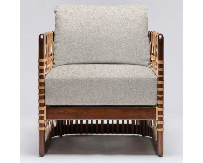 Interlude Home Palms Lounge Chair in Chestnut/ Tint