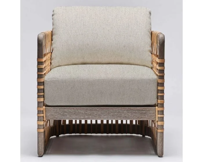 Interlude Home Palms Lounge Chair in Grey Ceruse/ Fog