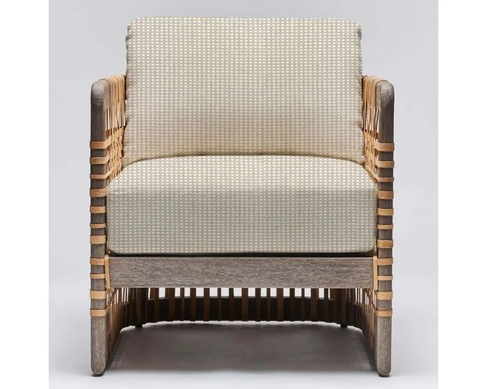 Interlude Home Palms Lounge Chair in Grey Ceruse/ Natural Cream