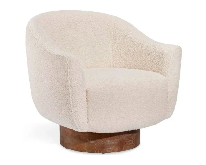Interlude Home Simone Swivel Chair in Shearling