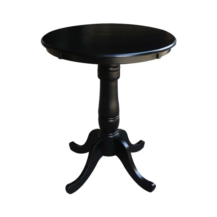 International Concepts – 30in Round Top Ped Table – 35.1inH in Black Finish – K46-30RT-6B