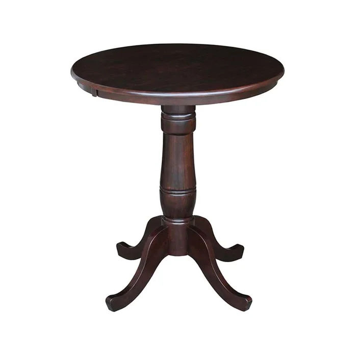 International Concepts – 30in Round Top Ped Table – 35.1inH in Rich Mocha Finish – K15-30RT-6B