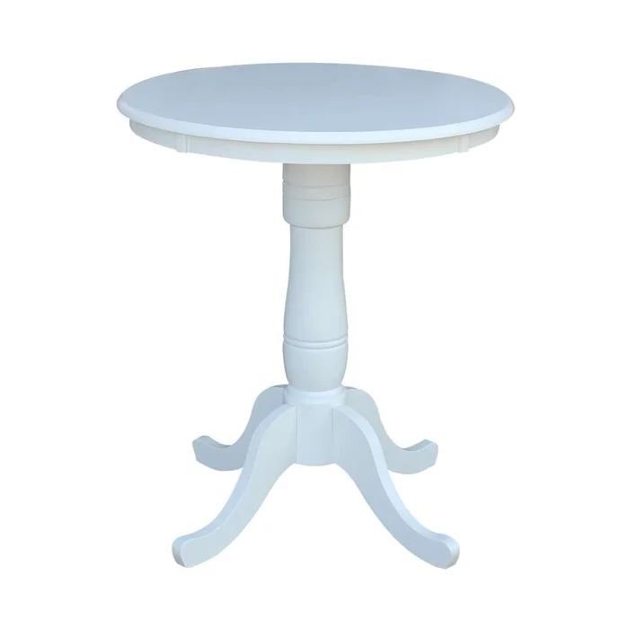 International Concepts – 30in Round Top Ped Table – 35.1inH in White Finish – K08-30RT-6B