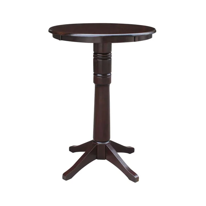 International Concepts – 30in Round Top Ped Table – 40.9inH in Rich Mocha Finish – K15-30RT-27B-6B-2