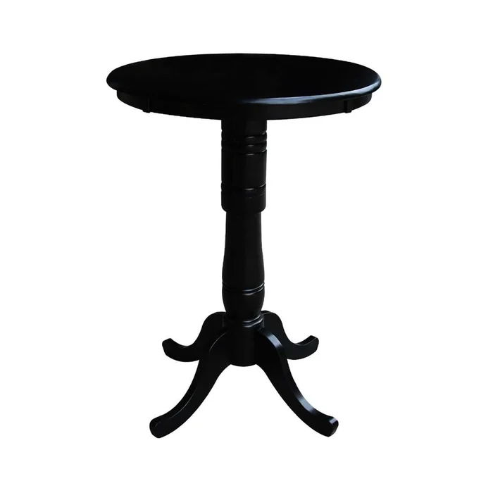 International Concepts – 30in Round Top Ped Table – 41.1inH in Black Finish – K46-30RT-6B-2