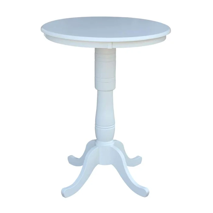 International Concepts – 30in Round Top Ped Table – 41.1inH in White Finish – K08-30RT-6B-2