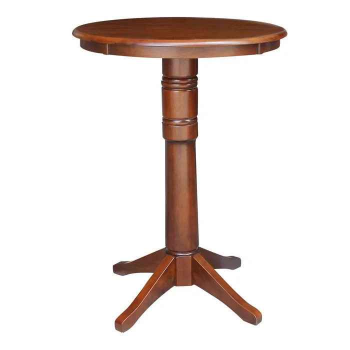 International Concepts – 30in Round Top Ped Table – 41.9inH in Espresso Finish – K581-30RT-27B-6B-2