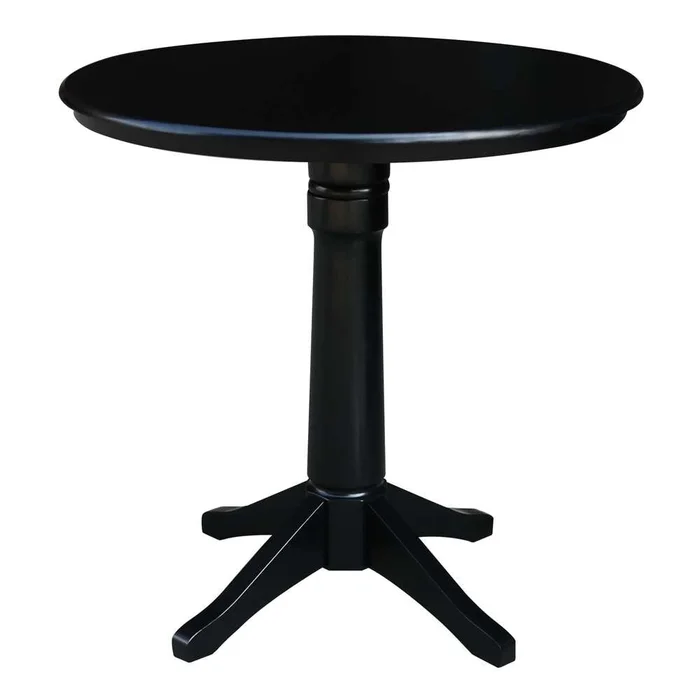 International Concepts – 36in Round Top Ped Table – 34.9inH in Black Finish – K46-36RT-27B-6B