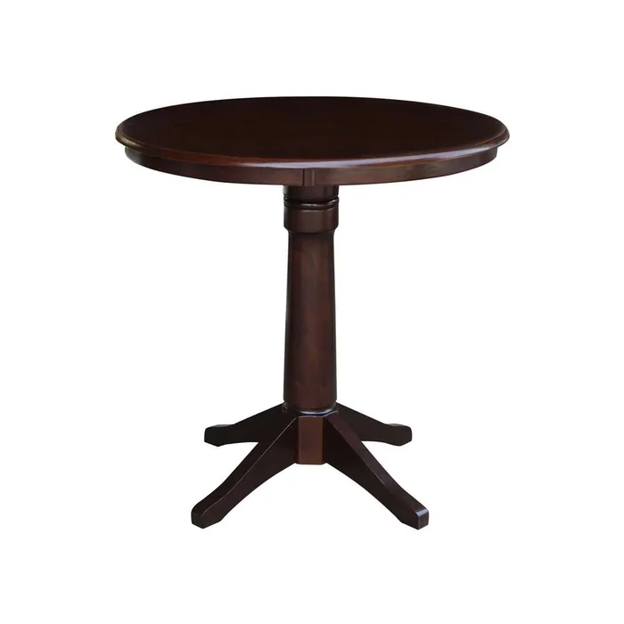 International Concepts – 36in Round Top Ped Table – 34.9inH in Rich Mocha Finish – K15-36RT-27B-6B