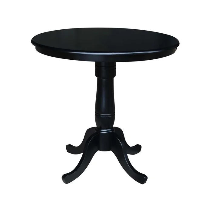 International Concepts – 36in Round Top Ped Table – 35.1inH in Black Finish – K46-36RT-6B