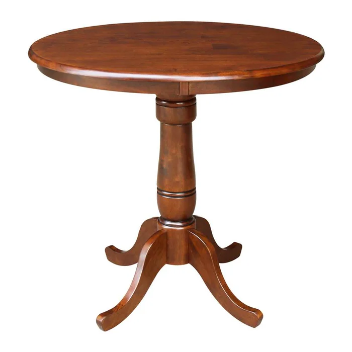 International Concepts – 36in Round Top Ped Table – 35.1inH in Espresso Finish – K581-36RT-6B