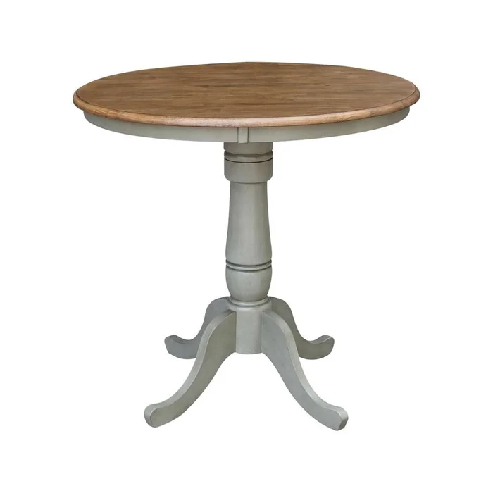 International Concepts – 36in Round Top Ped Table – 35.1inH in Hickory/Stone Finish – K41-36RT-6B