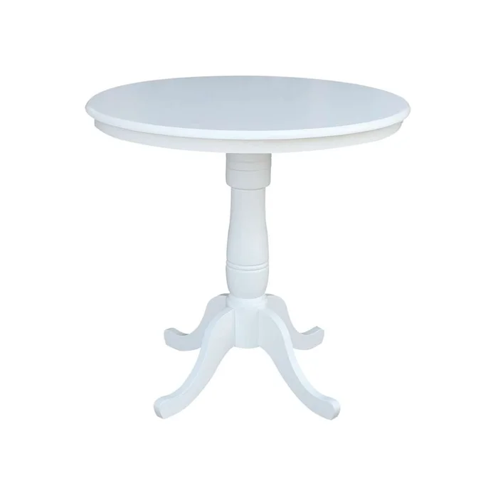 International Concepts – 36in Round Top Ped Table – 35.1inH in White Finish – K08-36RT-6B