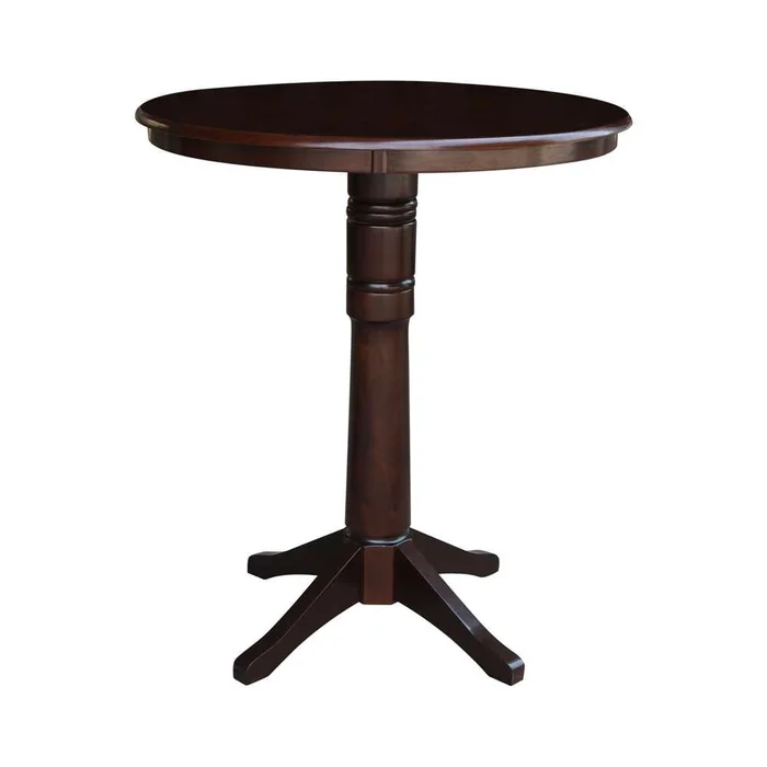 International Concepts – 36in Round Top Ped Table – 40.9inH in Rich Mocha Finish – K15-36RT-27B-6B-2