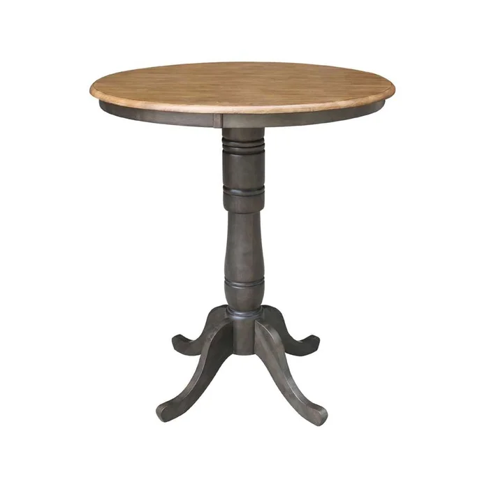 International Concepts – 36in Round Top Ped Table – 41.1inH in Hickory/Washed Coal Finish – K45-36RT-6B-2