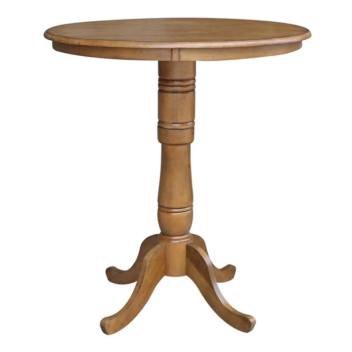 International Concepts – 36in Round Top Ped Table – 41.1inH in Pecan Finish – K59-36RT-6B-2