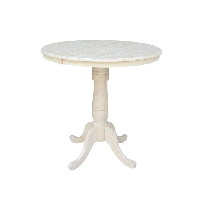 International Concepts – 36in Round Top Ped Table with 12in Leaf – 35.3inH – Counter Height – K-36RXT-6B