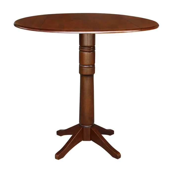 International Concepts – 42in Round Dual Drop Leaf Ped Table – 42.3inH in Espresso Finish – K581-42DPT-27B-6B-2
