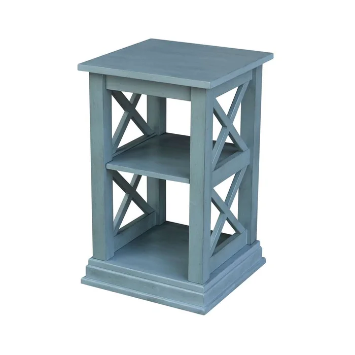 International Concepts – Hampton Accent Table with Shelves in Ocean Blue – Antique Rubbed Finish – OT32-70A
