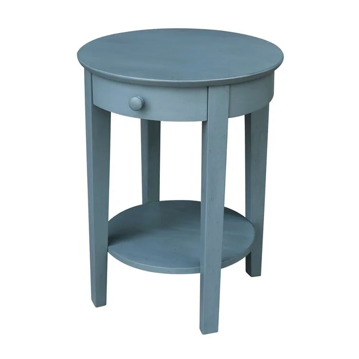 International Concepts – Phillips Accent Table with Drawer in Ocean Blue – Antique Rubbed Finish – OT32-2128