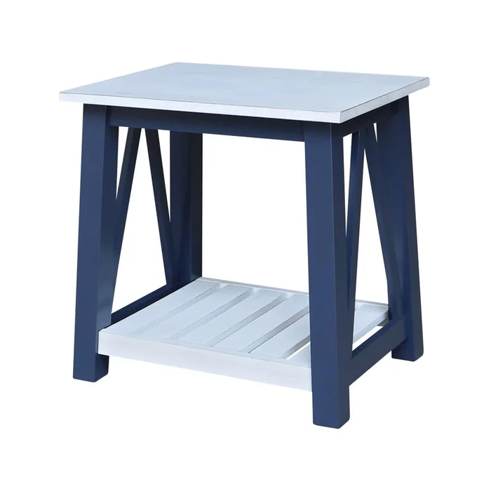 International Concepts – Surrey End Table in Blue/Antiqued Chalk Finish – OT62-16E