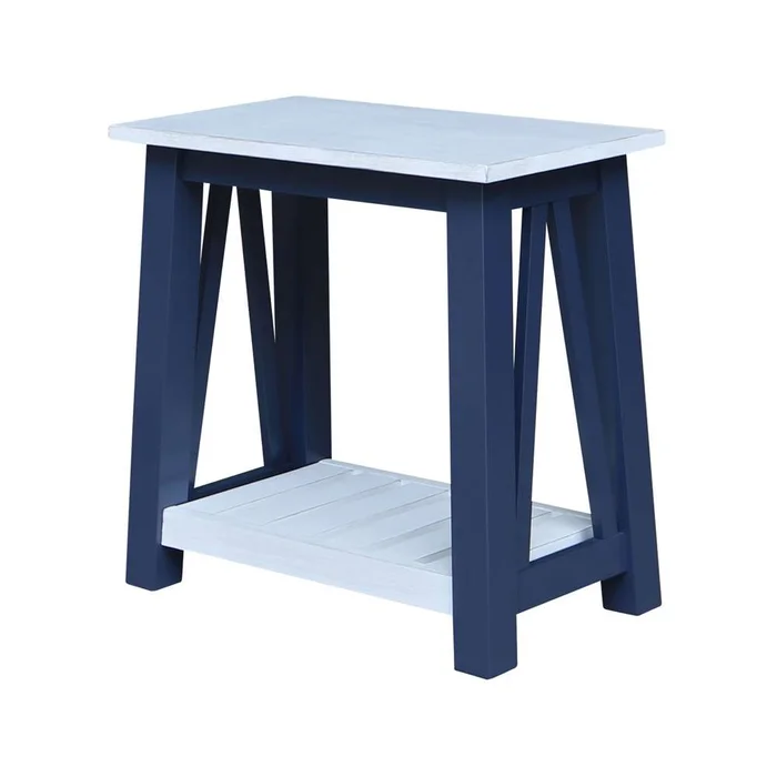 International Concepts – Surrey Side Table in Blue/Antiqued Chalk Finish – OT62-16E2