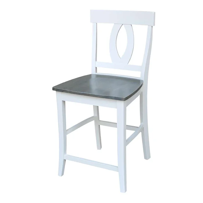 International Concepts – Verona Counter Height Stool – 24inSH in White/Heather Gray Finish – S05-1702