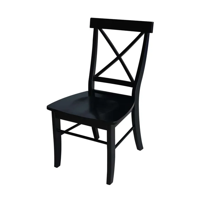 International Concepts – X-Back Chair with Solid Wood Seat in Black Finish (Set of 2) – C46-613P