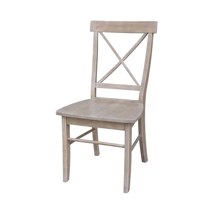 International Concepts – X-Back Chair with Solid Wood Seat in Washed Gray Taupe Finish (Set of 2) – C09-613P